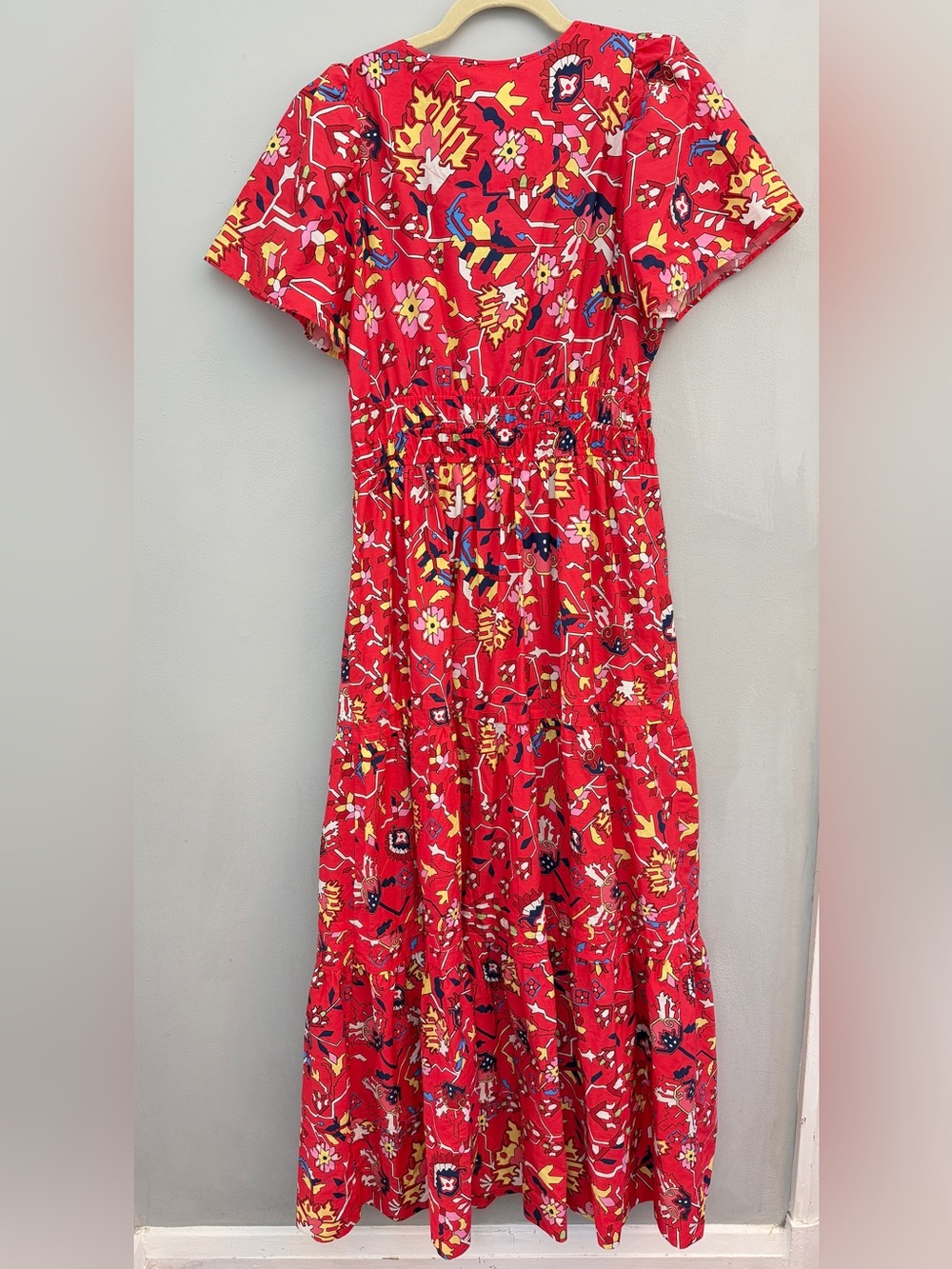 Anthropologie Maeve Somerset Maxi in Red Geo Floral Print Cotton Dress, Size Med - Picture 9 of 9